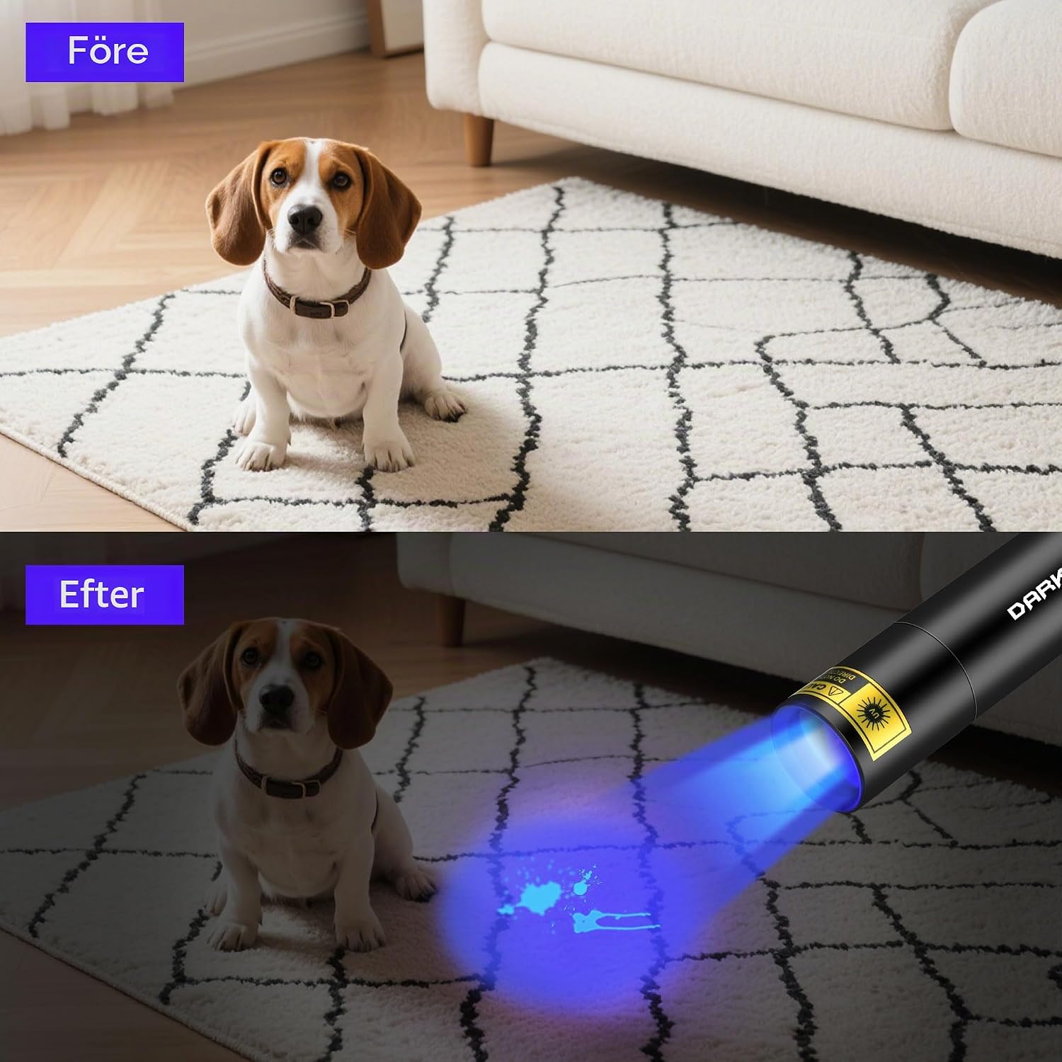 Thumbnail 3 de DARKBEAM DKL-V4 UV-ficklampa, 365 nm filtrerat UV-ljus, uppladdningsbar mini