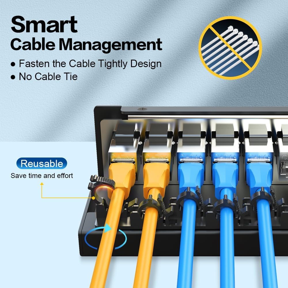 Detalle 2 de Enmane 1U 6ポート CAT6Aパッチパネル、シールドタイプ・カプラー内蔵・防塵カバー付き
