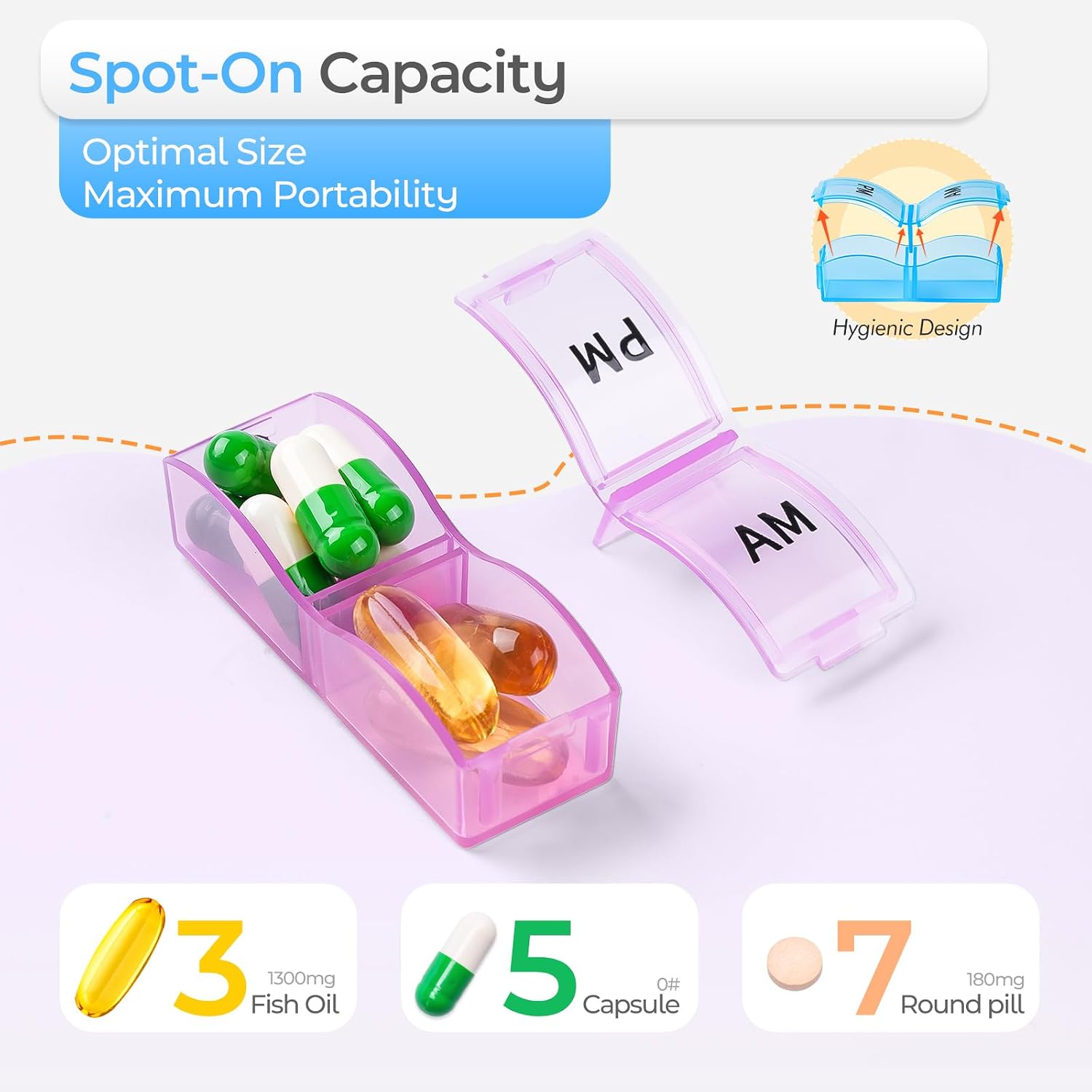 Detalle 2 de COLORWING A-480-COLORWING Monthly Pill Organizer, Compact AM/PM Case
