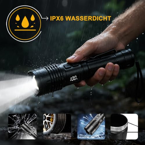 Thumbnail 7 de BEYSTE Taschenlampe LED Aufladbar 1000000 Lumen Extrem Hell – kompakt, flexibel, robust