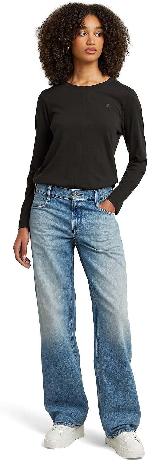 Detalle de G-Star Damen Judee Loose Low Waist Jeans mit Hosenschlitz & Nieten-Taschen