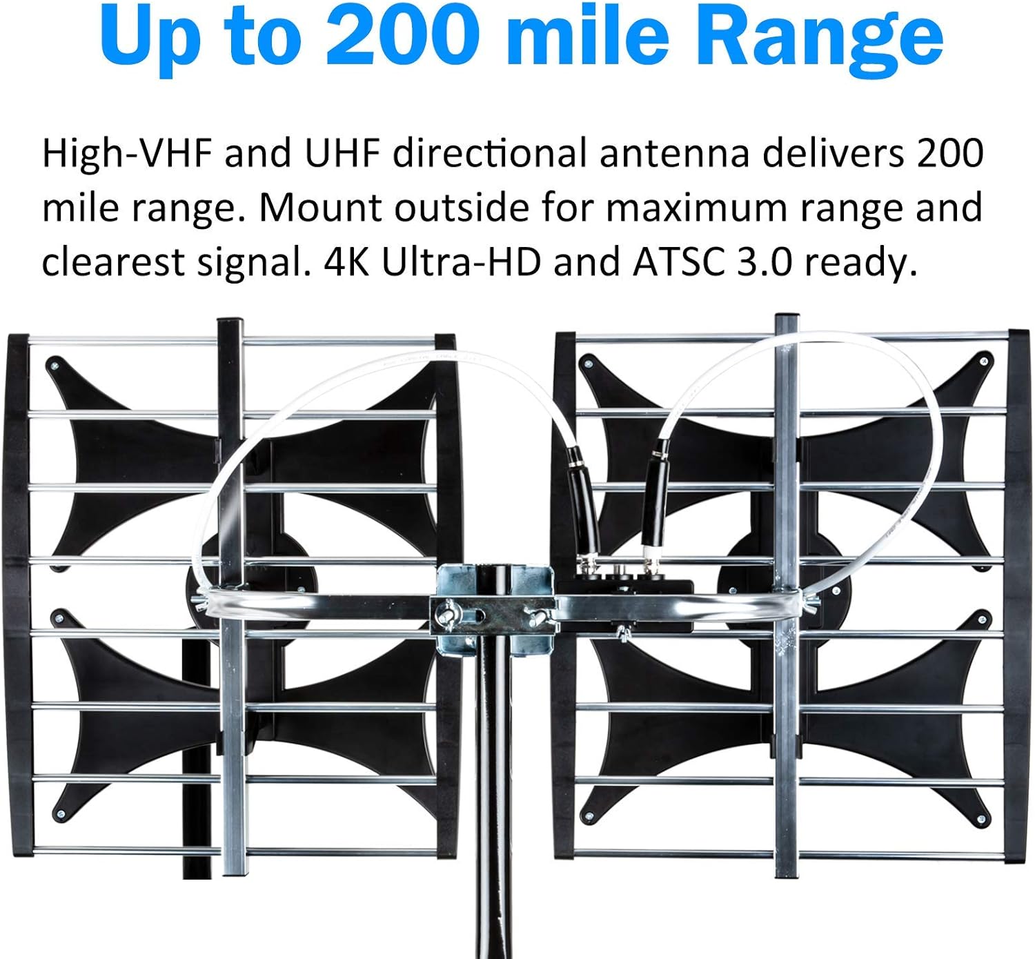 Detalle de Five Star Multi-Directional 4V HDTV Amplified Antenna – 200 Mile Range, UHF/VHF, Indoor/Outdoor