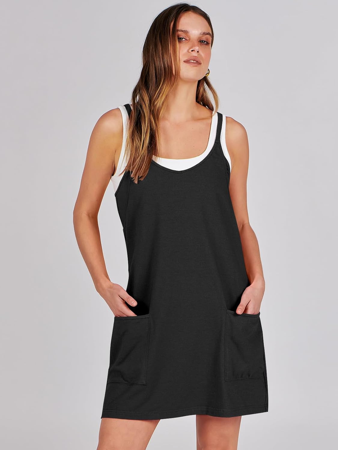 Thumbnail 6 de ANRABESS Women Athletic Dress Mini Romper with Built-in Shorts (Summer Tennis/Workout)