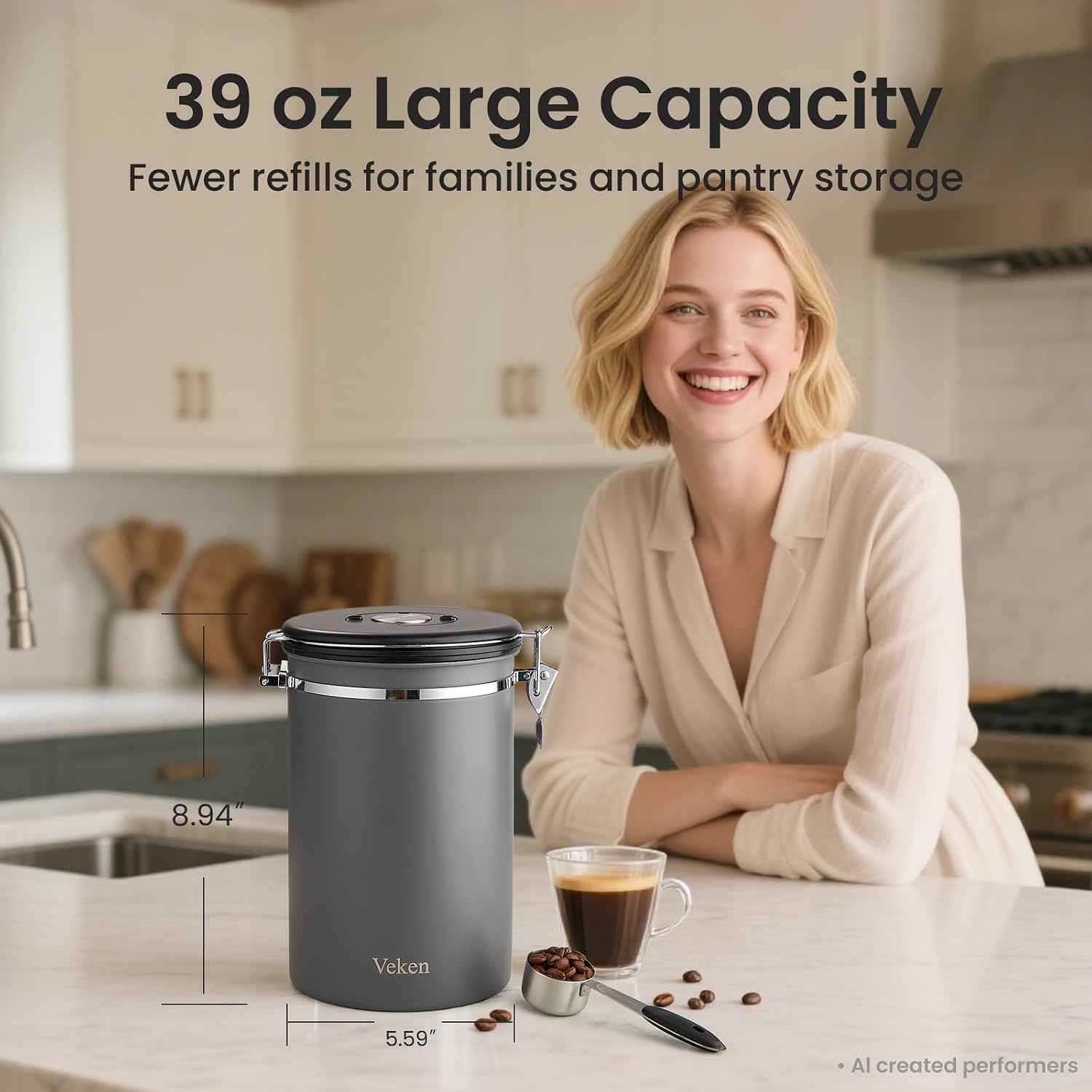Detalle de Veken 39OZ Airtight Coffee Canister ⚙