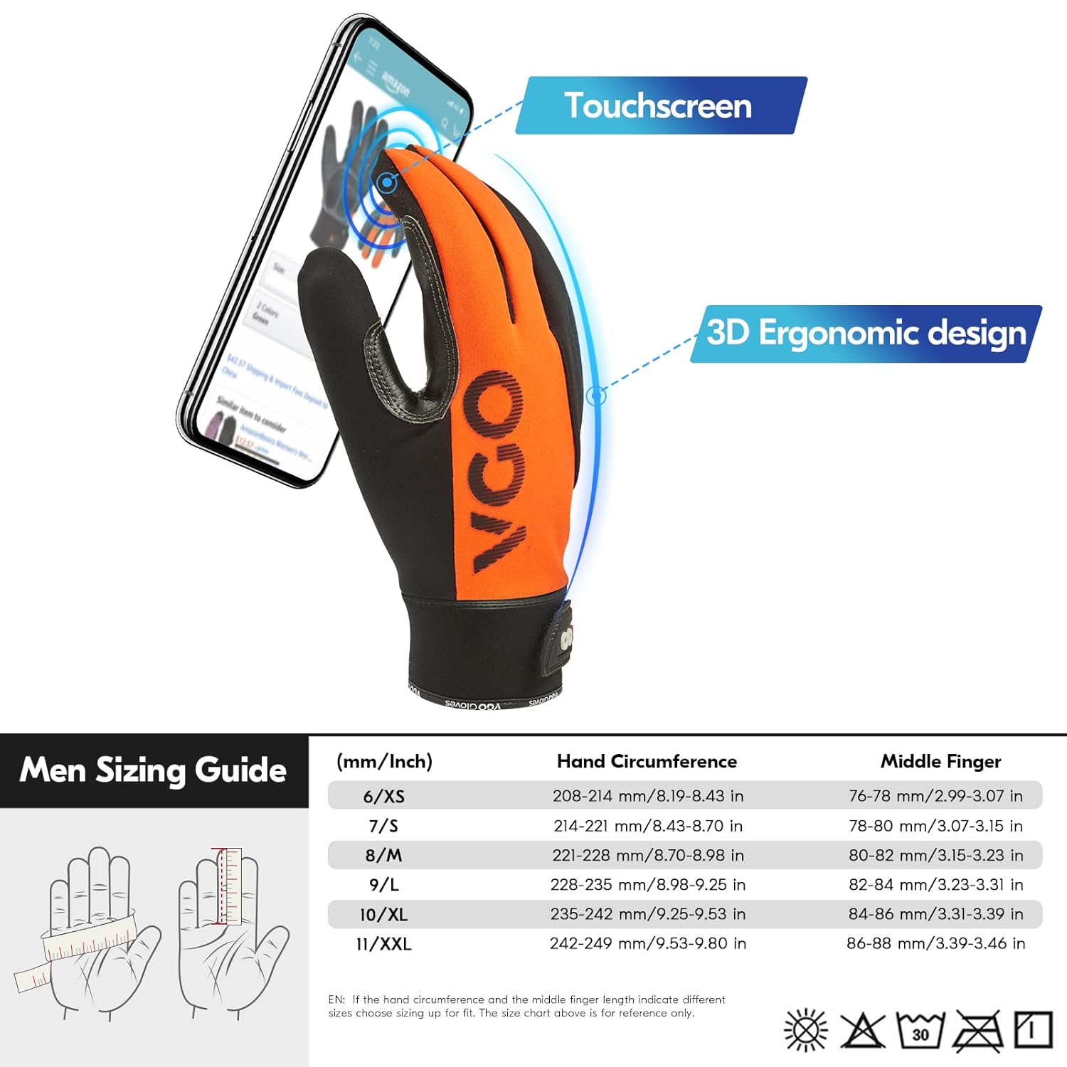 Thumbnail 5 de Vgo... Guanti Lavoro Touchscreen Multifunzione – Palmo in pelle, protezione e precisione per edilizia, magazzino e giardinaggio