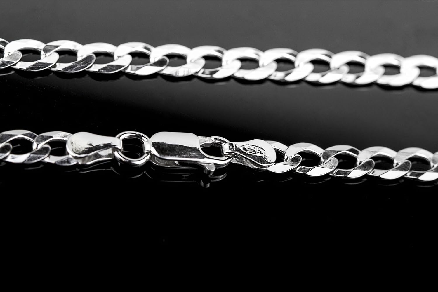 Detalle 2 de Aka Gioielli® Catena Grumetta Piatta 5mm Argento Sterling 925 Rodioato – Collana unisex da 45 cm