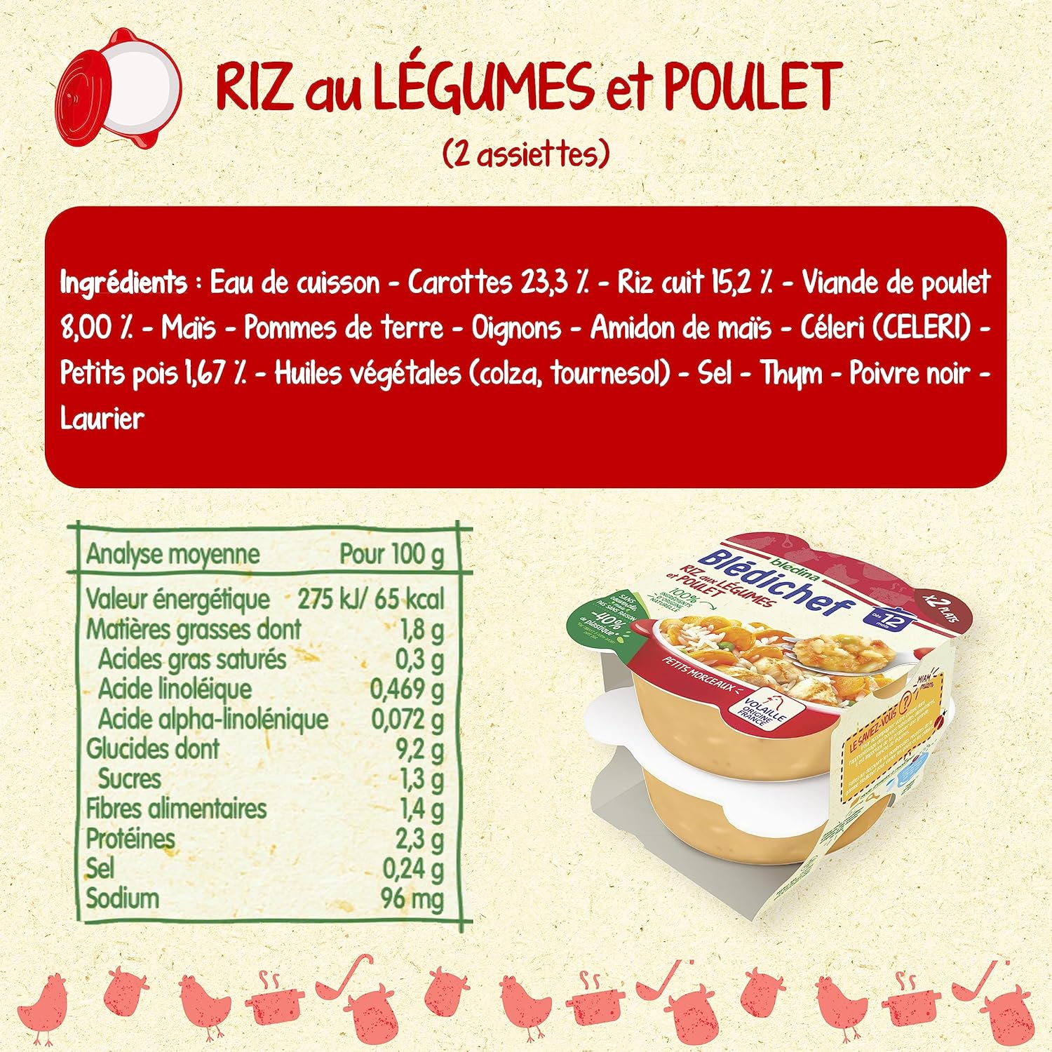 Detalle de Blédichef Midi et Soir — 8 petits plats pour bébé dès 12 mois (4 recettes), pack de 8