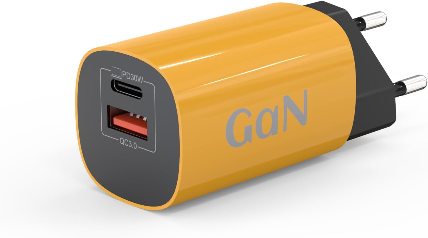 Detalle de USB‑C GaN Ladegerät 30 W mit Power Delivery + QC 3.0 und USB‑A/GaN-Design (2‑Port) – Kompakt & schnell