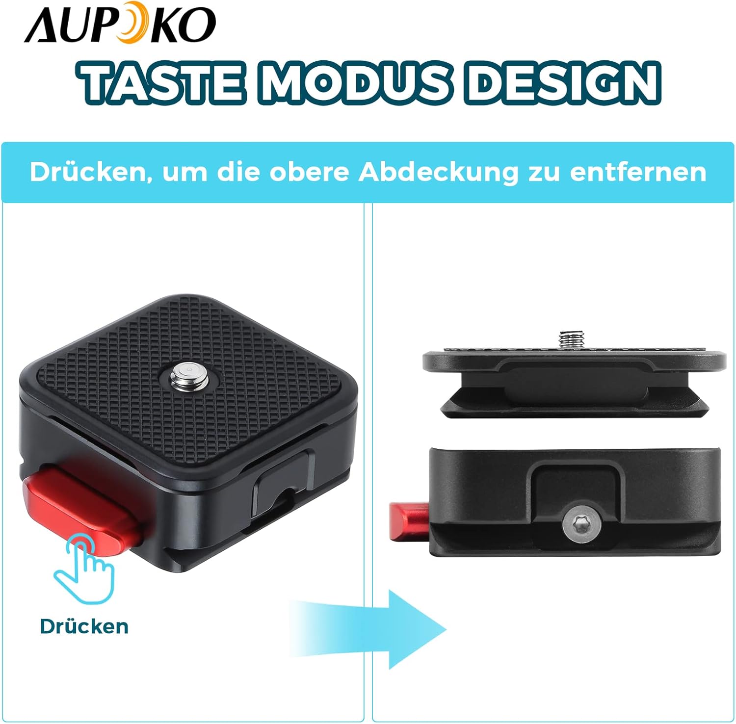 Detalle de Aupoko Quick Release Plate 1/4" to 3/8" for Arca Swiss – Claw Plate with Two Buttons