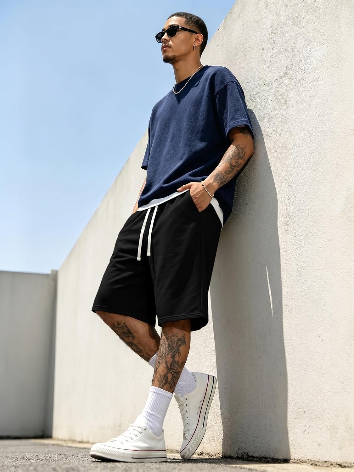 Detalle 2 de JMIERR 2026 Men's Baggy Sweat Shorts: Lightweight, Knee-Length Comfort for Everyday Activities