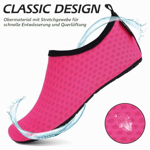 Detalle de SAGUARO Mädchen Badeschuhe/ Aquaschuhe Kinder – Atmungsaktiv, schnelltrocknend, Gr. 32/33 EU, Farbe Geflecktrottrot