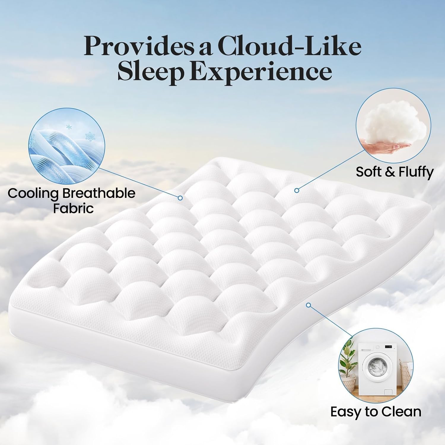 Detalle 2 de OhGeni Cooling 4-Inch Queen Mattress Topper