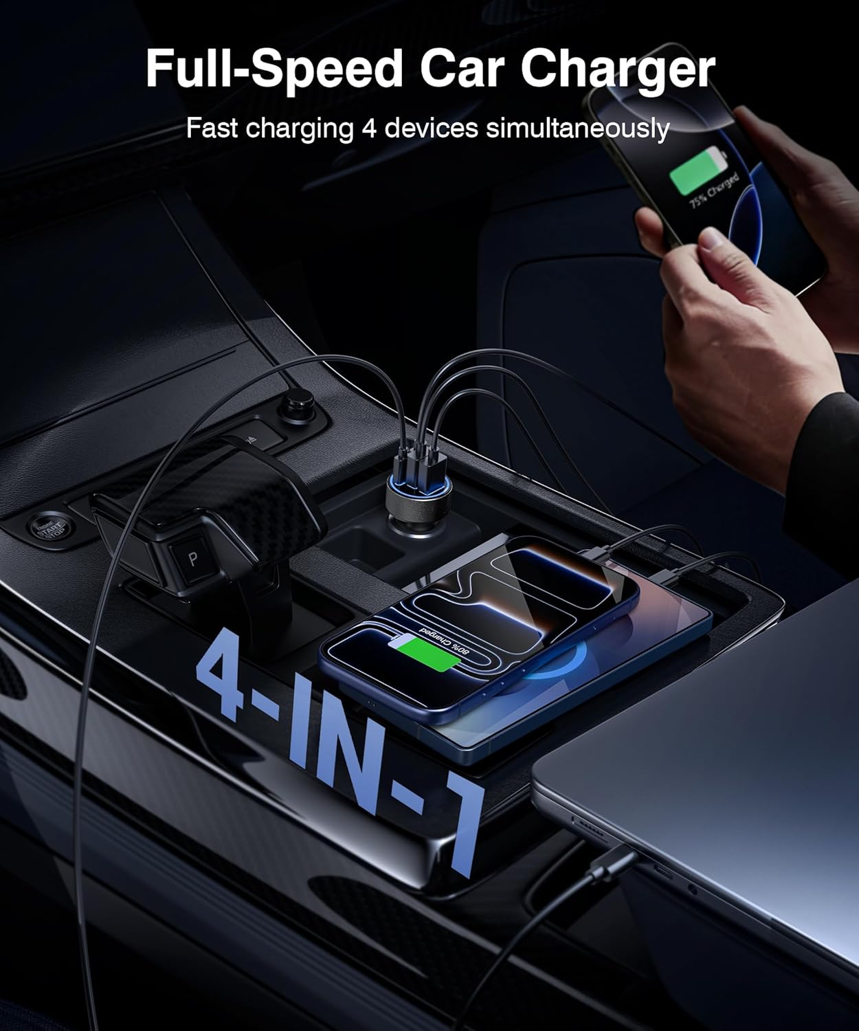 Thumbnail 2 de 90W 4-Port PD/QC Car Charger Adapter