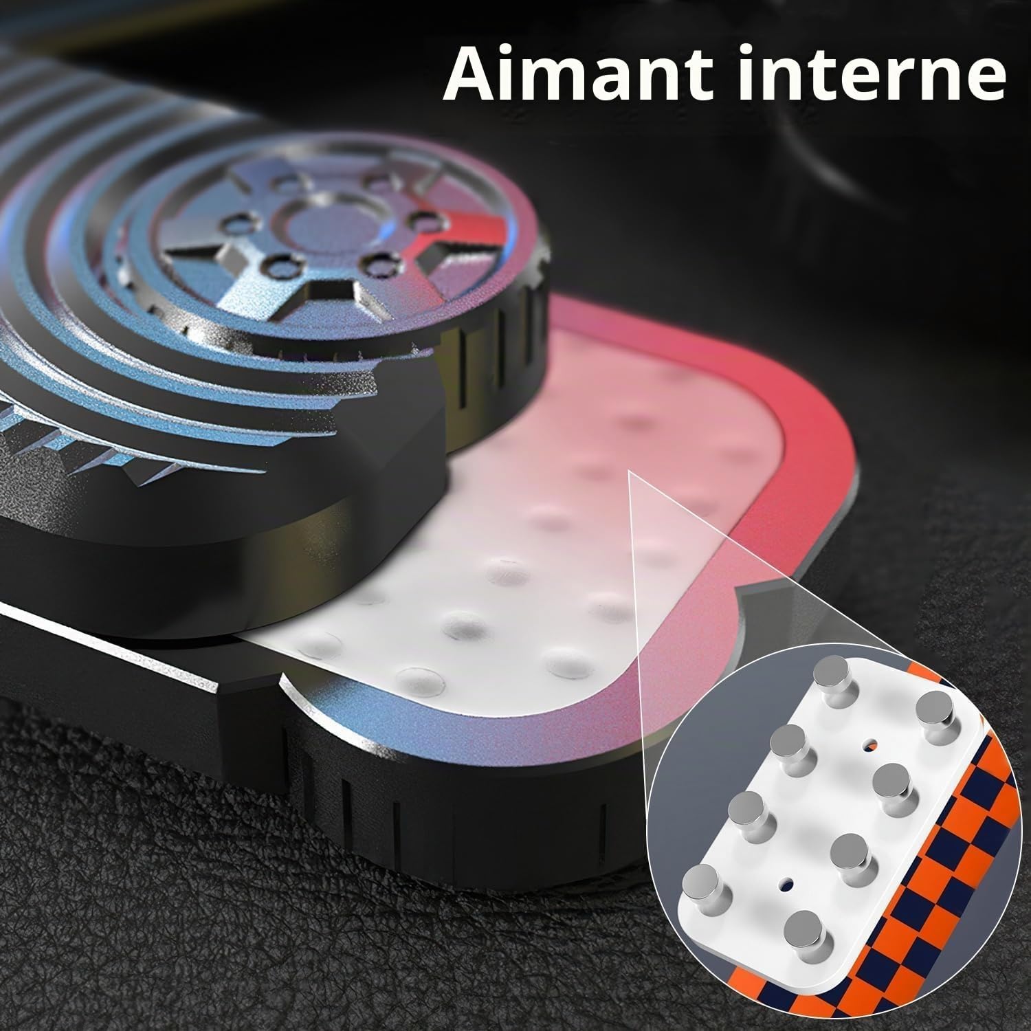 Thumbnail 2 de 7JI metalen fidget slider, zwart met magnetische rails en voelbare textuur