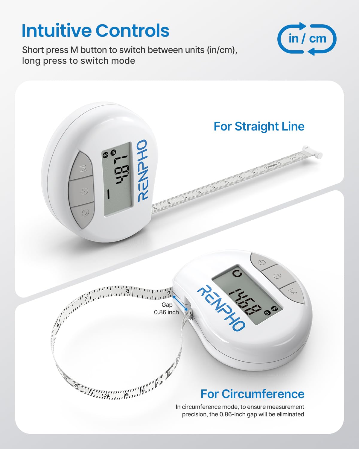 Thumbnail 4 de RENPHO Tape Measure Body for Weight Loss – Smart Body Circumference Tracker with App