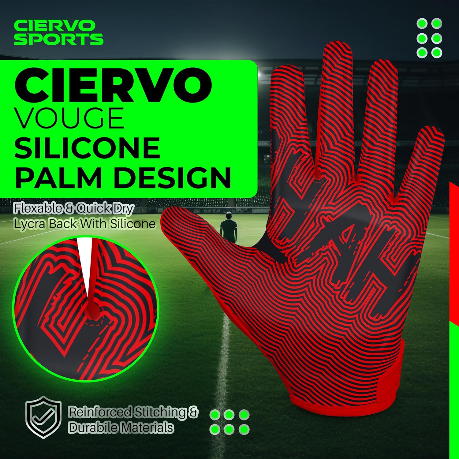 Thumbnail 3 de CIERVO SPORTS Youth Football Gloves, Silicone Palm