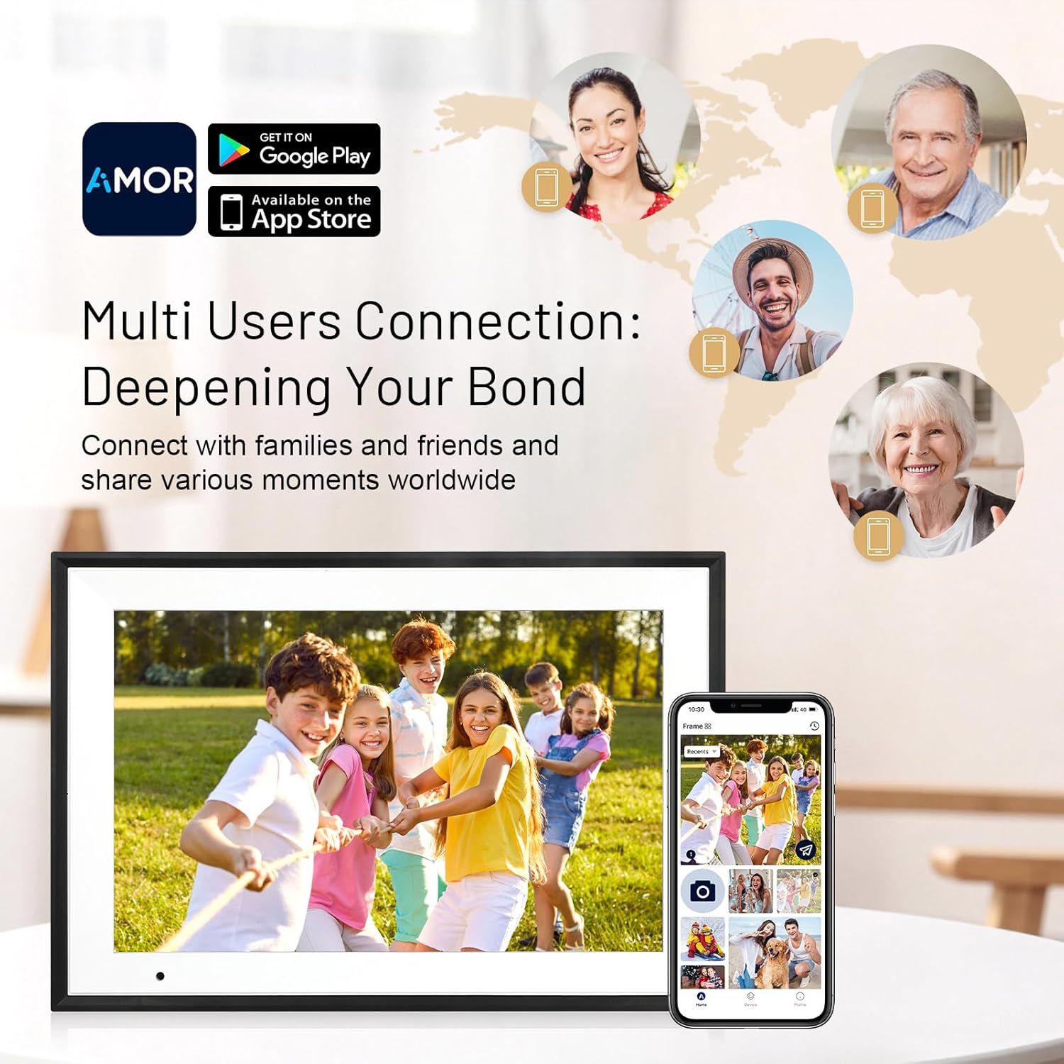 Thumbnail 5 de AEEZO Cadre photo numérique WiFi 10,1 pouces IPS (1280×800) 32 Go, mode sommeil, AiMOR