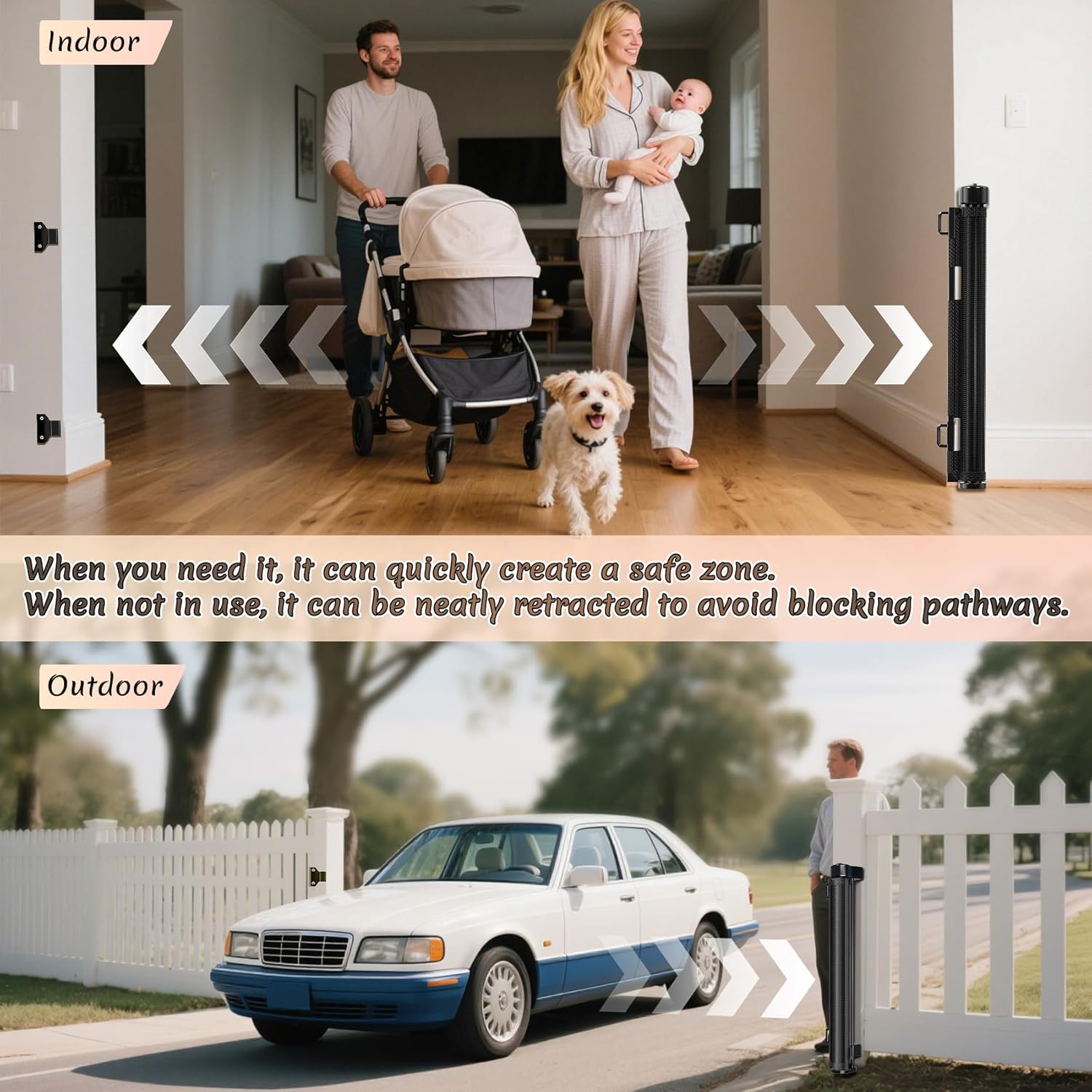 Thumbnail 4 de Miumoon 120-inch Retractable Baby Gate (34-inch Tall) with Reinforced Fiber Bar Strip Design