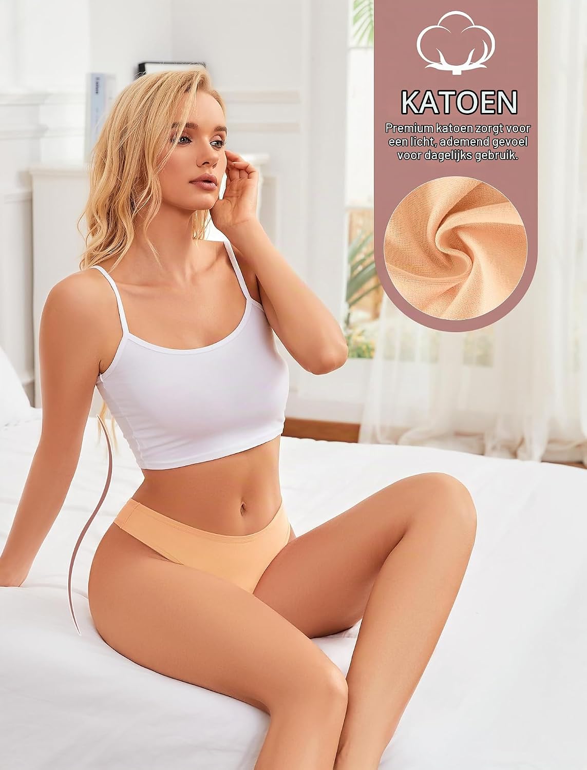 Detalle de ANSUKOO TC9011 damesstring van katoen, naadloos Braziliaans model, 6 stuks