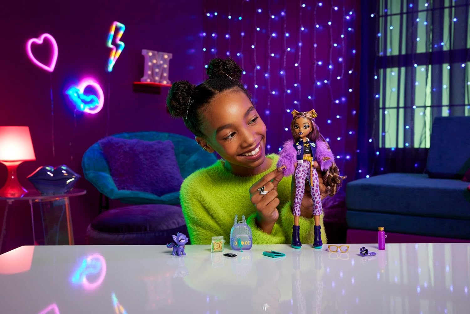 Thumbnail 1 de Monster High Clawdeen Wolf con Mascota Crescent 🐺 Juguete +4 años