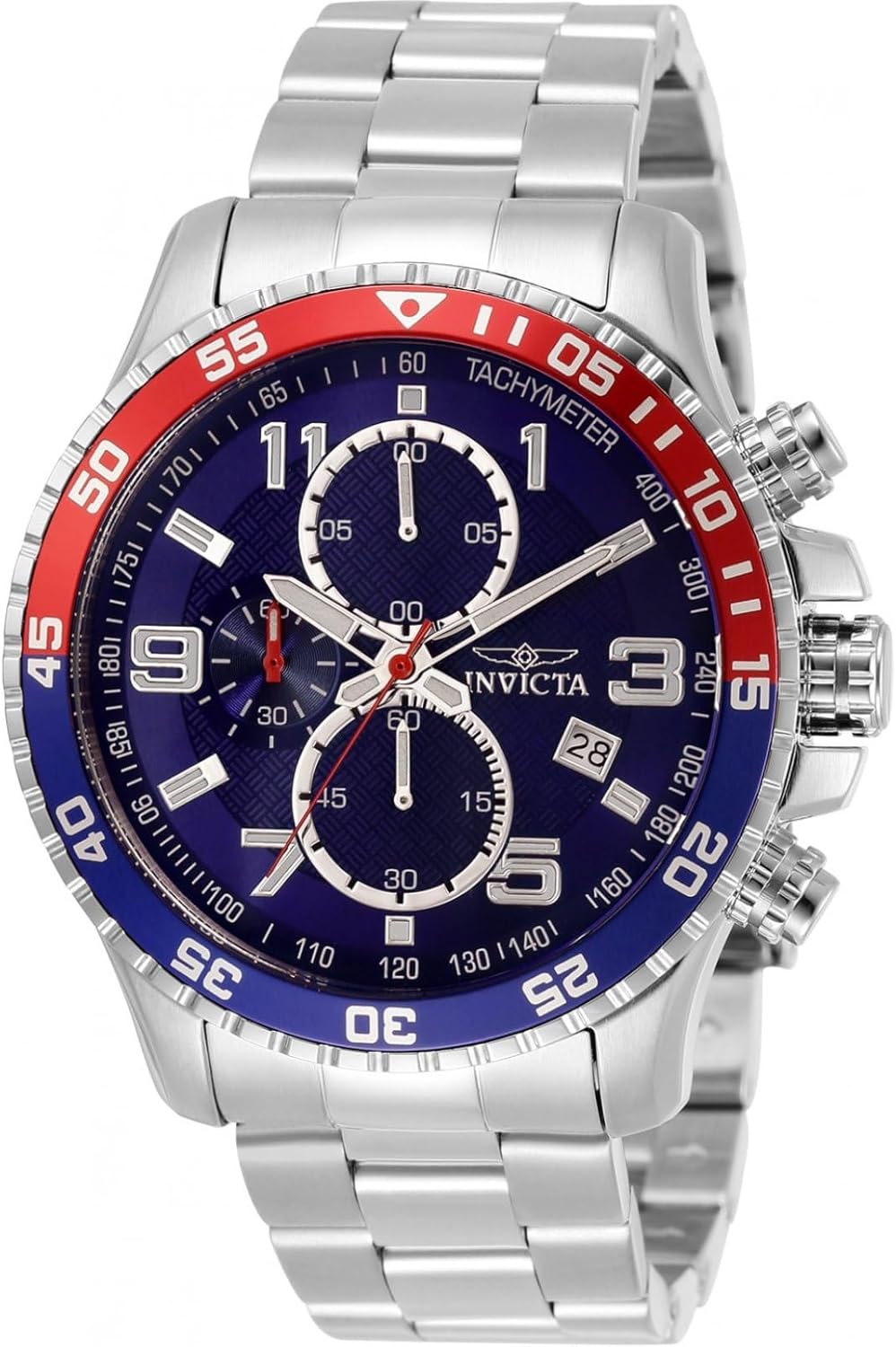 Detalle de Invicta Specialty 34030 da uomo, cassa in acciaio da 45 mm con quadrante blu e movimento al quarzo
