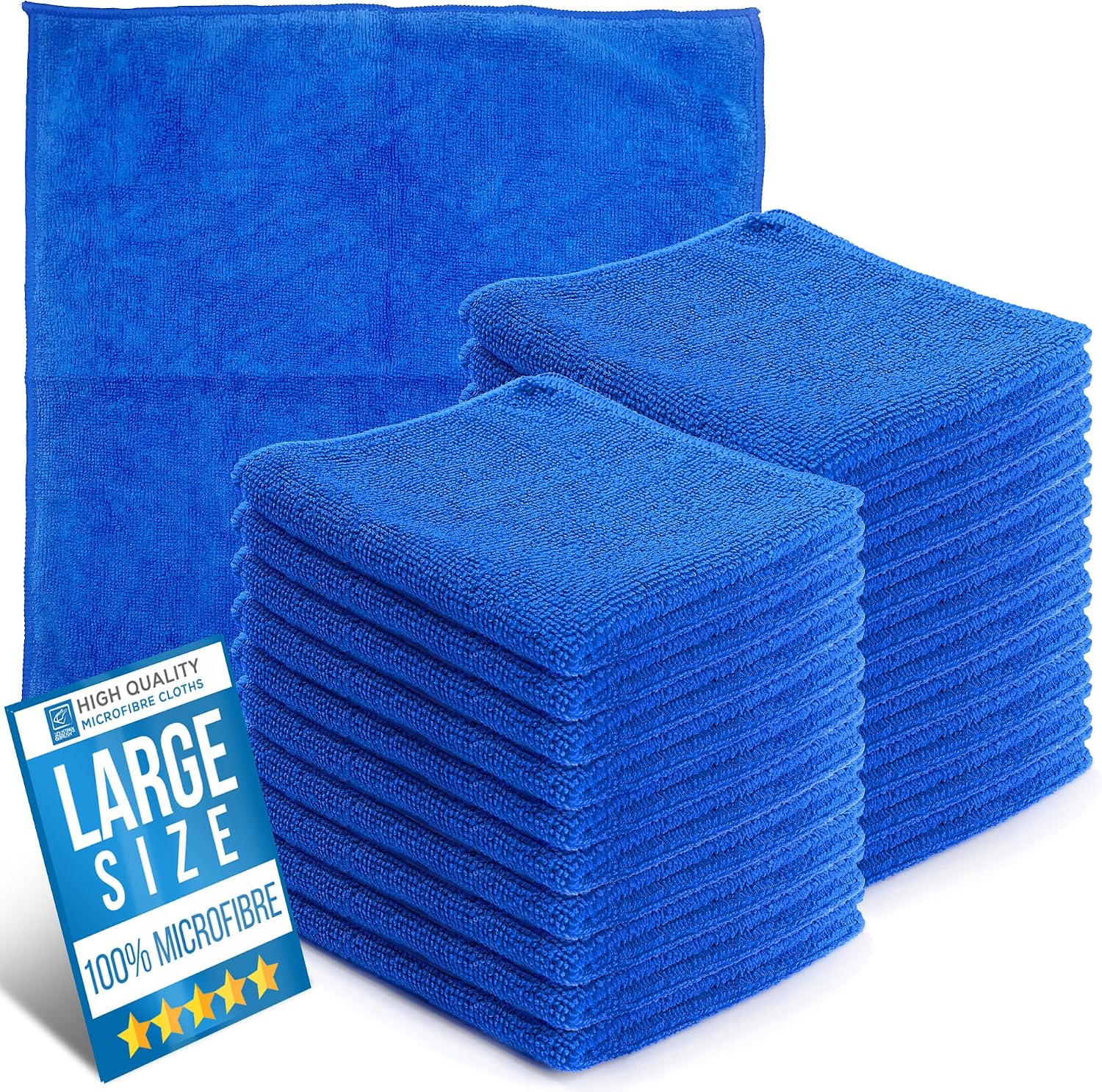 TDBS The Dustpan and Brush Store Large Microfibre Cleaning Cloth (40x40cm), Lint-Free, Blue (20 pack)