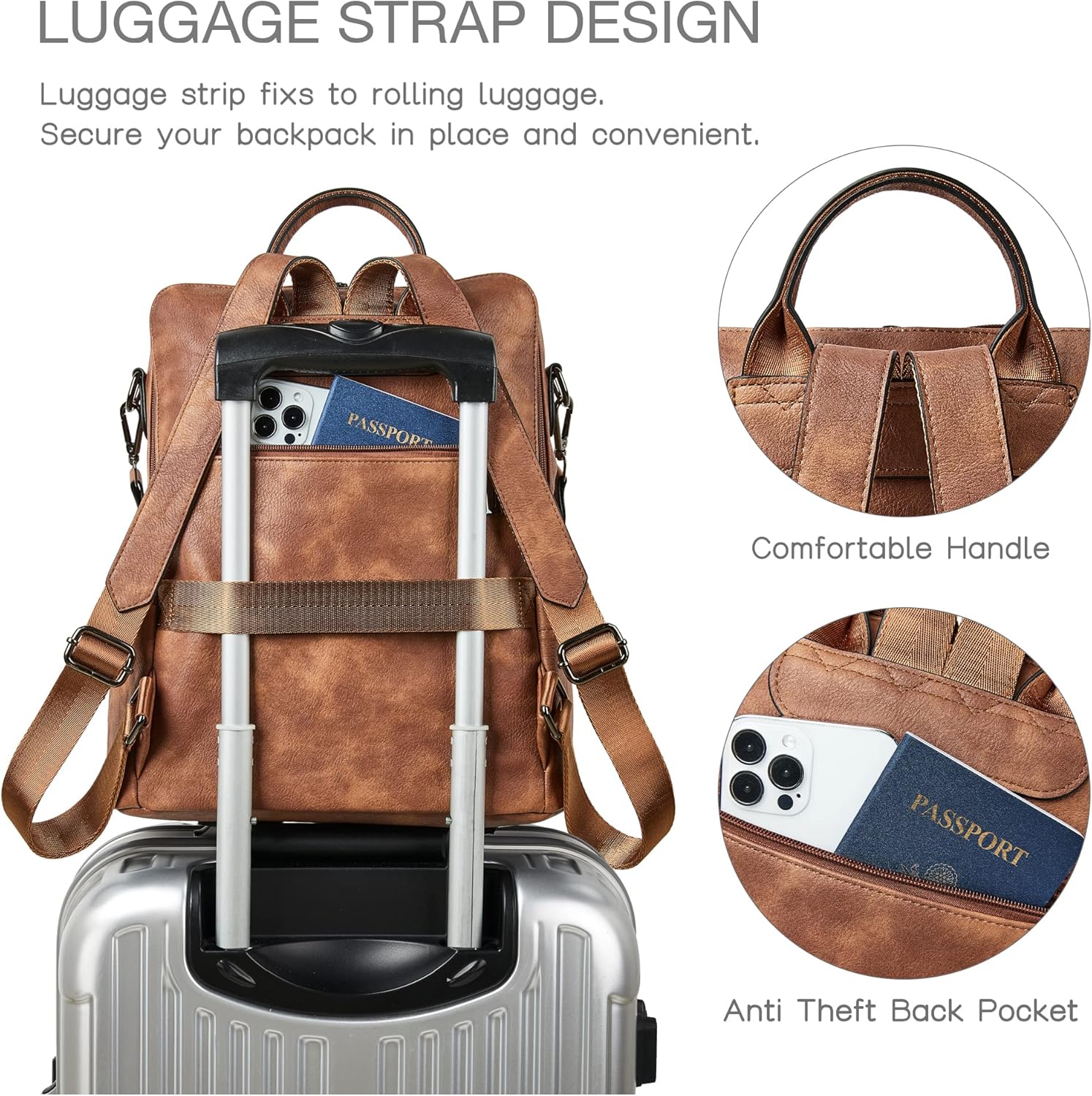 Thumbnail 1 de Shrrie women’s vegan leather backpack purse – convertible travel backpack & shoulder bag