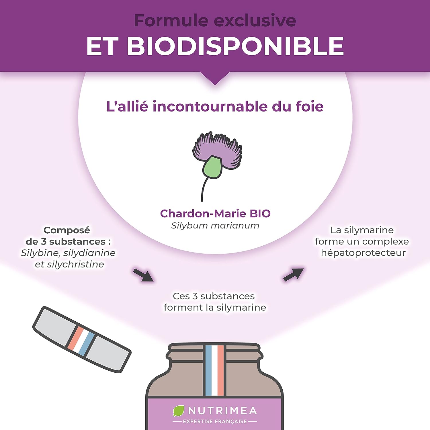 Detalle de Chardon Marie BIO Nutrimea – Charbon actif végétal 95% (120 gélules vegan) pour confort digestif