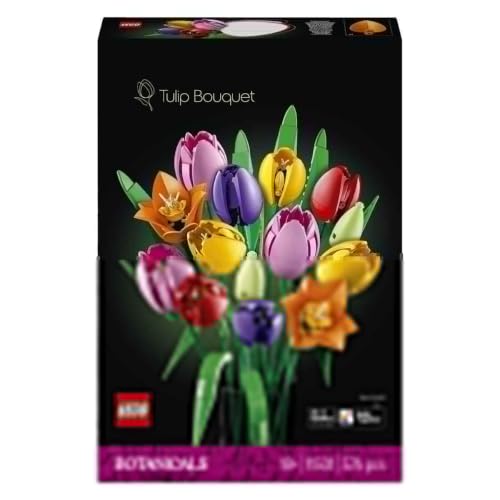Detalle de LEGO Botanicals Le Bouquet de Tulipes 11501 – Set de construction adulte, 14 tulipes multicolores
