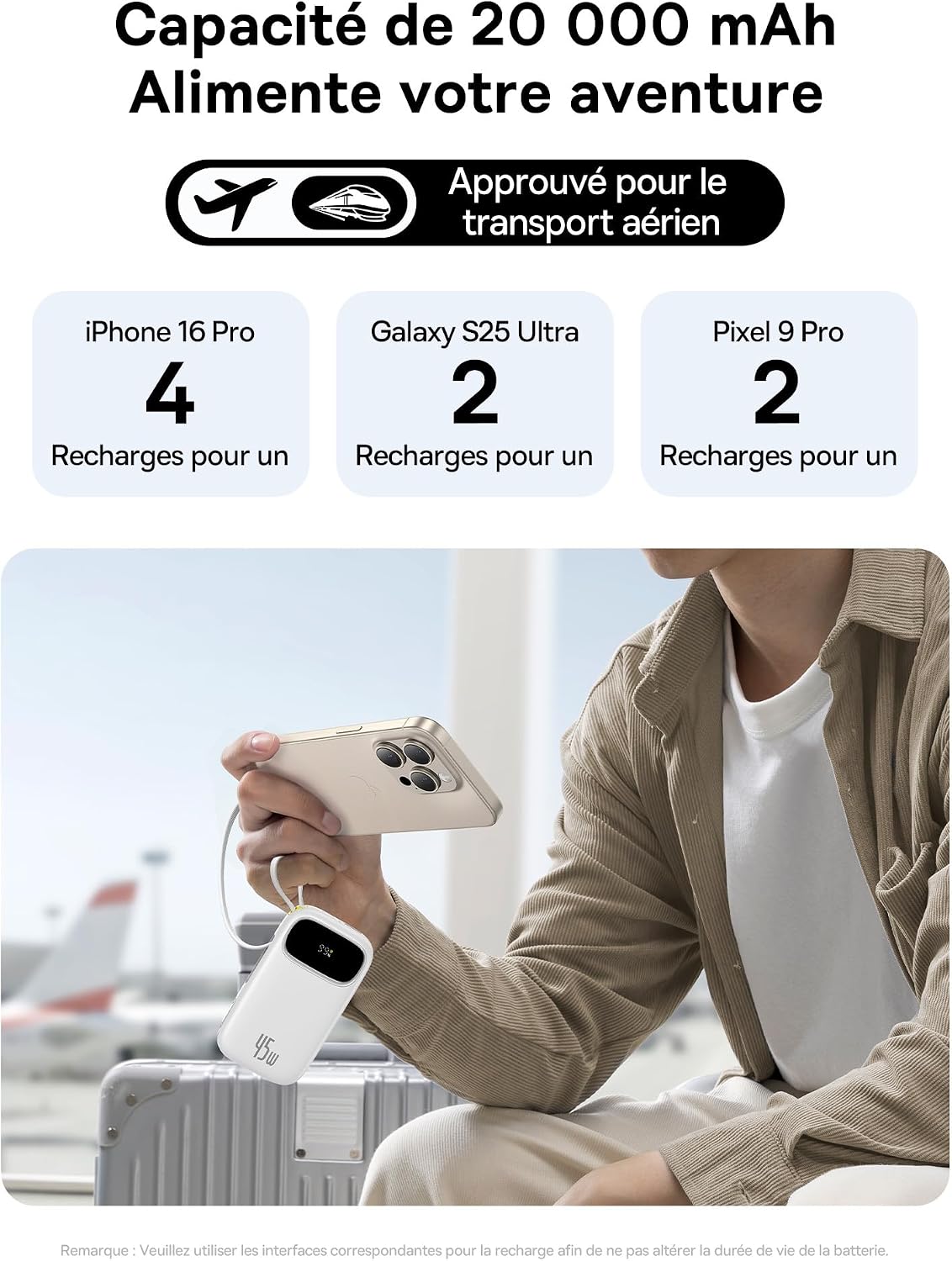 Detalle de Baseus Powerbank 20000 mAh 45 W