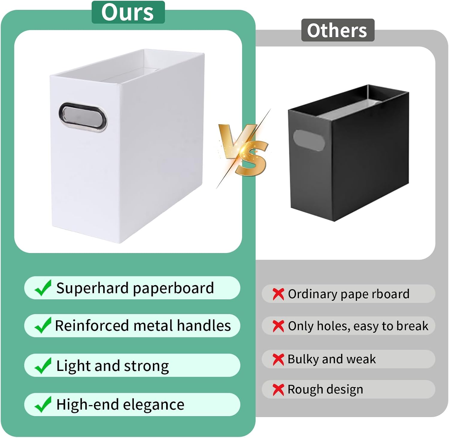 Detalle 2 de Tcbelosion Collapsible File Organizer Box with Handle (2 Packs)