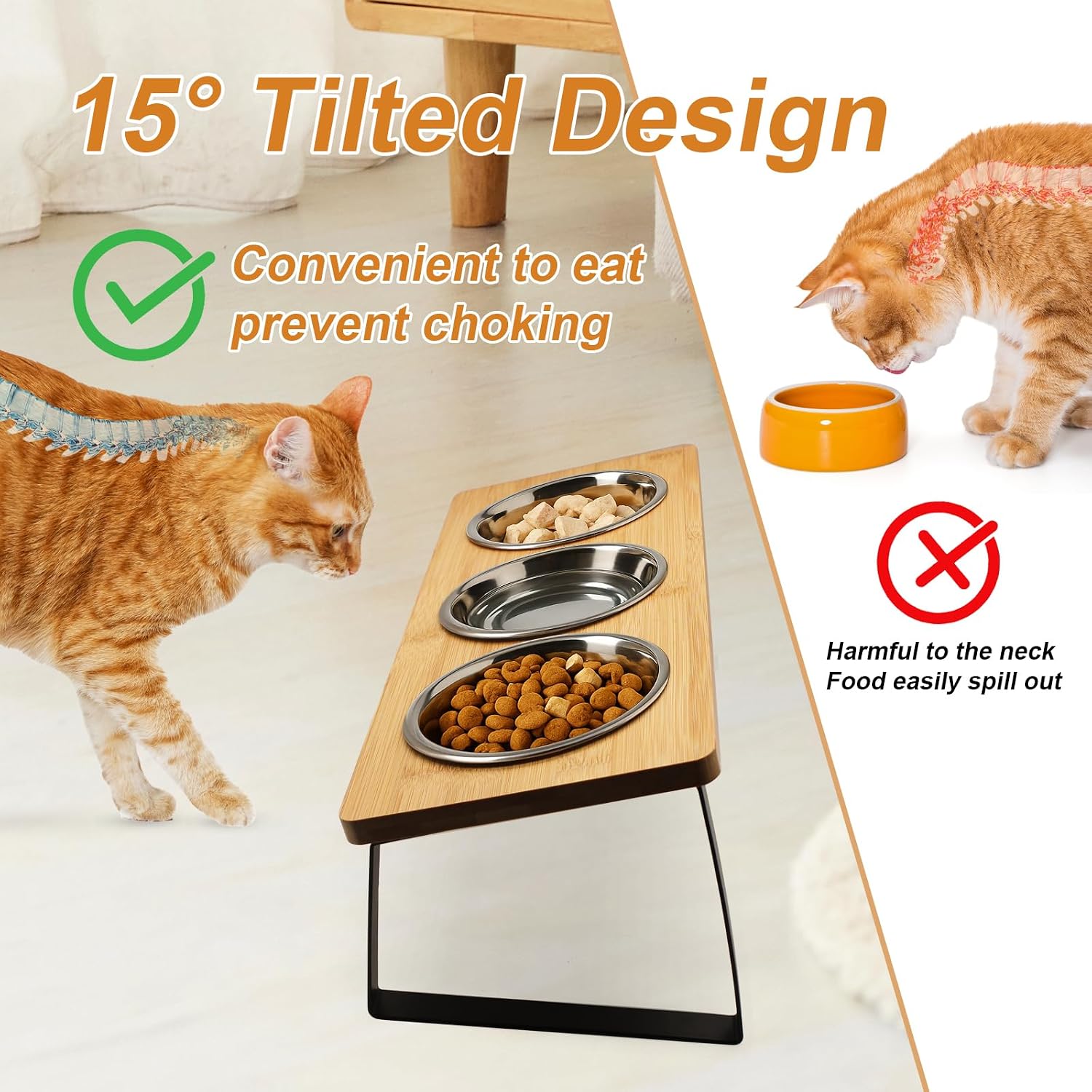 Thumbnail 1 de Tilted Elevated Cat Bowls with Stand