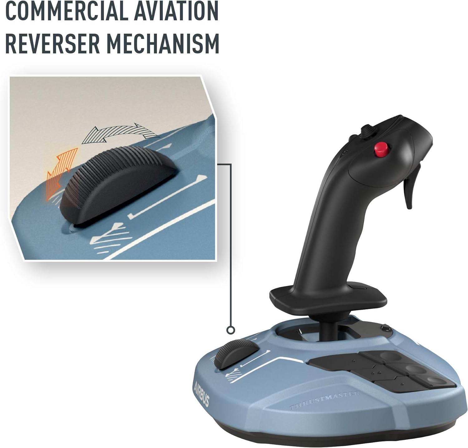 Detalle de Thrustmaster TCA Sidestick Airbus Edition – Joystick ergonómico replica 1:1 con sensori magnetici