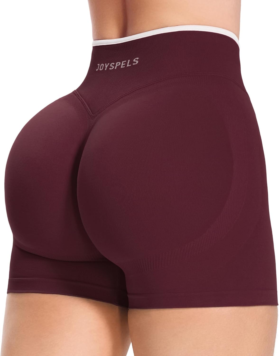 Detalle 2 de JOYSPELS Damen Scrunch Sport Shorts – Nahtlose Kurze Radlerhose mit Push-Up-Bund