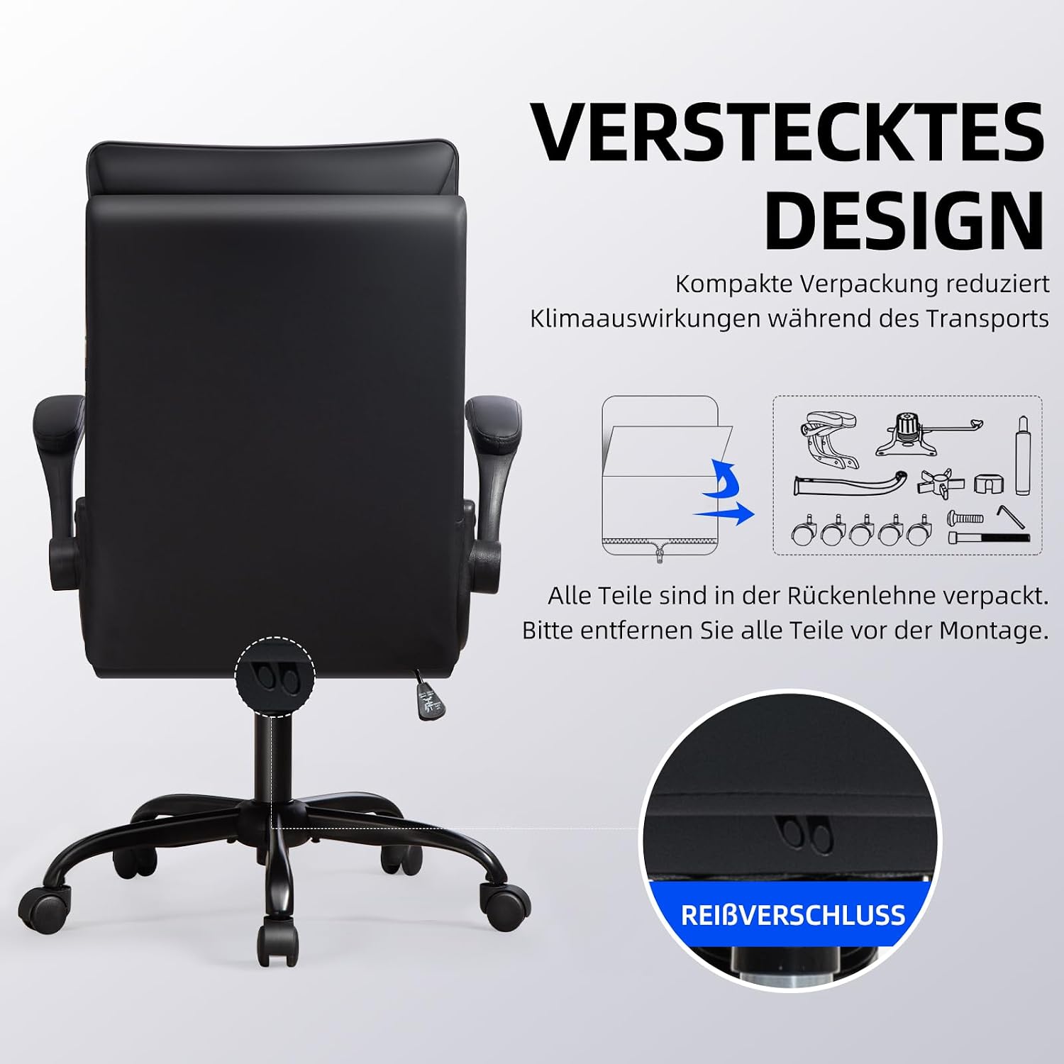 Detalle 1 de Asukale Bürostuhl Ergonomisch 150 kg, Schwarz