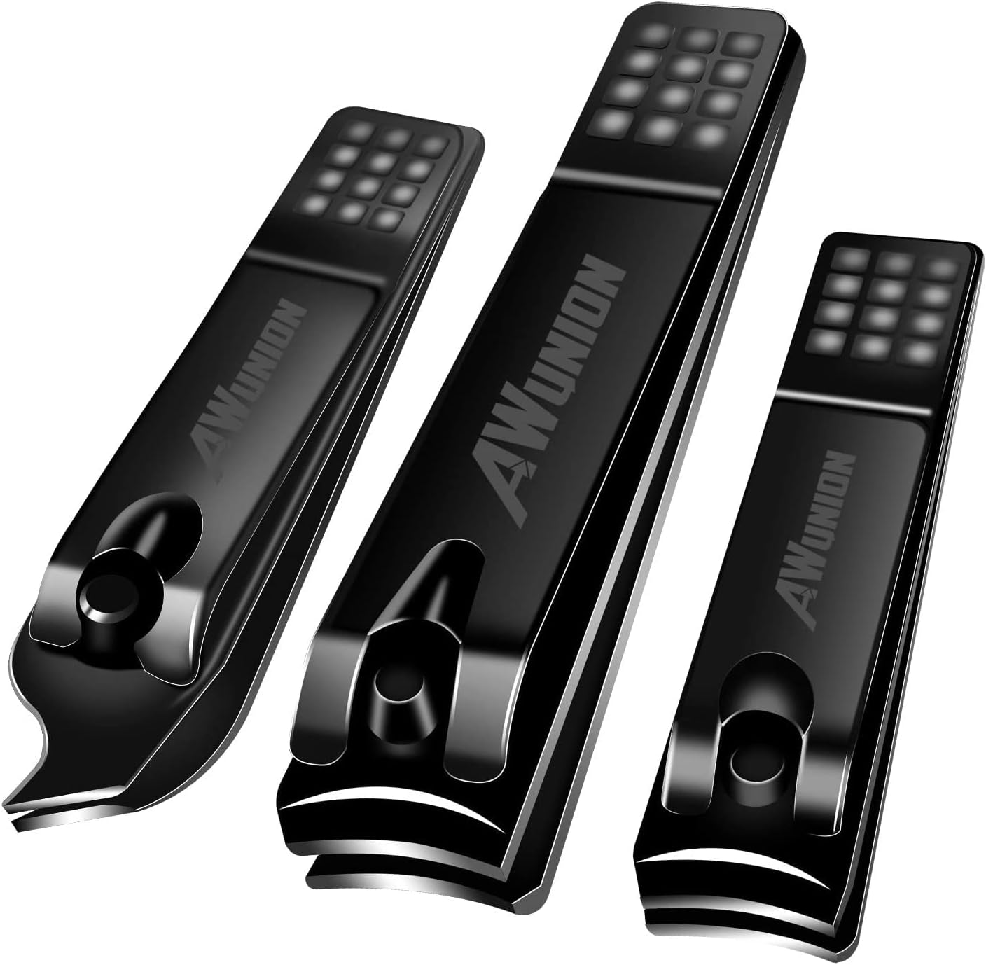 Detalle de AW union Lot de 3 coupe-ongles Nail Clippers Set, 3-Piece Black Stainless Carbon Steel