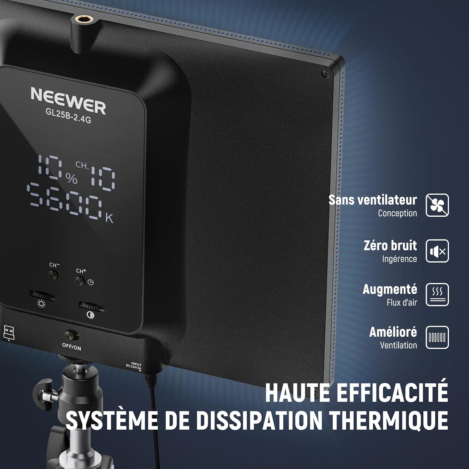 Thumbnail 6 de NEEWER 25W 12,9” LED avec support de bureau pour webcam (RT 2,4G, contrôle app PC/Mac) — GL25B