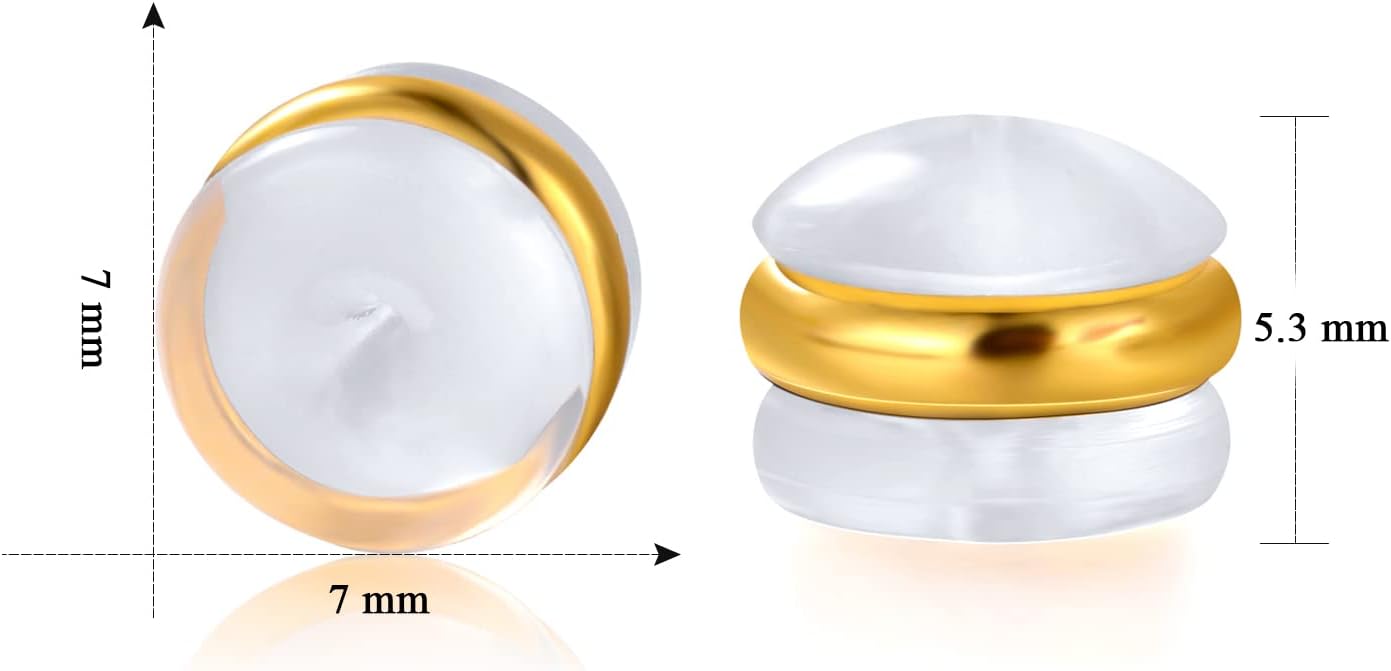 Detalle de VOLUKA EB-2201 Rubber Earring Backs, 6 Pairs in Three Plated Colors