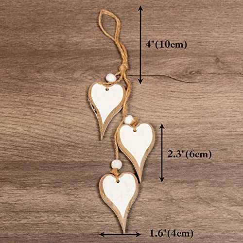 Detalle 2 de Heart-shaped Wooden Decorative Hanging Ornaments by Sun&Beam (2 Pcs) – Handmade Rustic Hearts