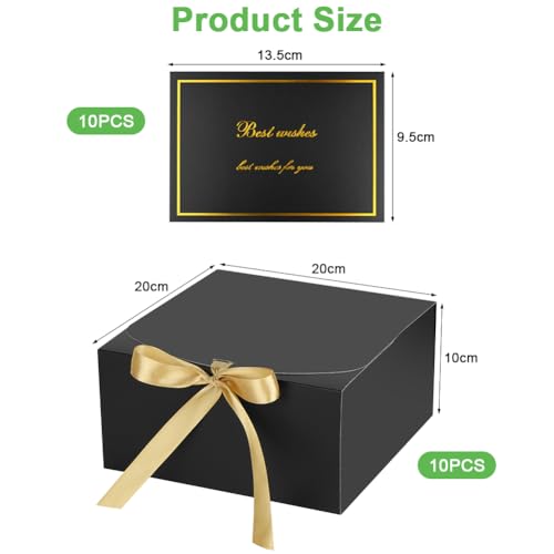 Detalle 2 de AOOSU Boîte Cadeau pliable avec Couvercle – Coffrets cadeaux noirs 10 pièces 20×20×10 cm
