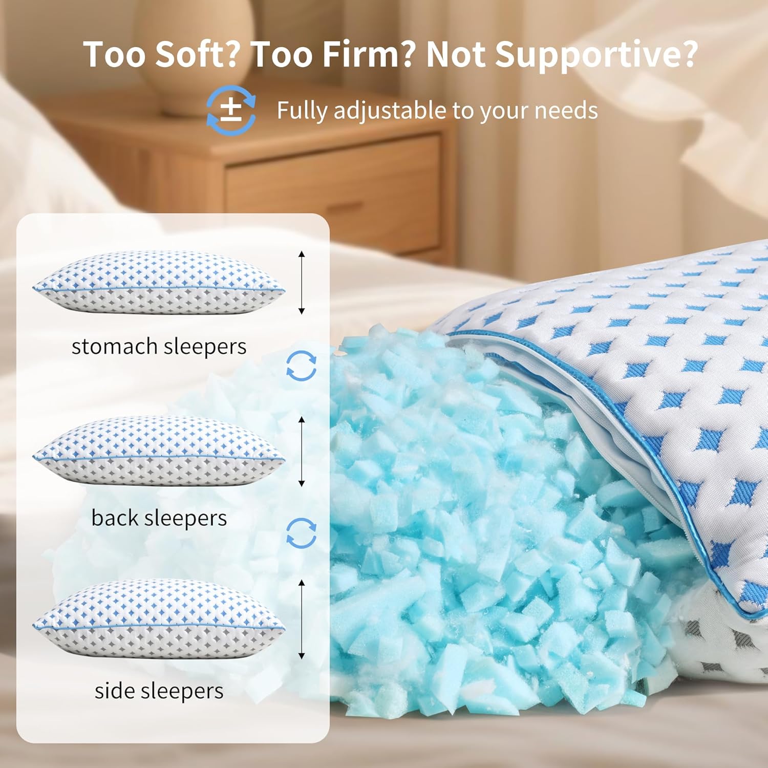 Thumbnail 5 de LOVELYREST Memory Foam Pillows 2 Pack: Adjustable King Loft with Cooling Breathability