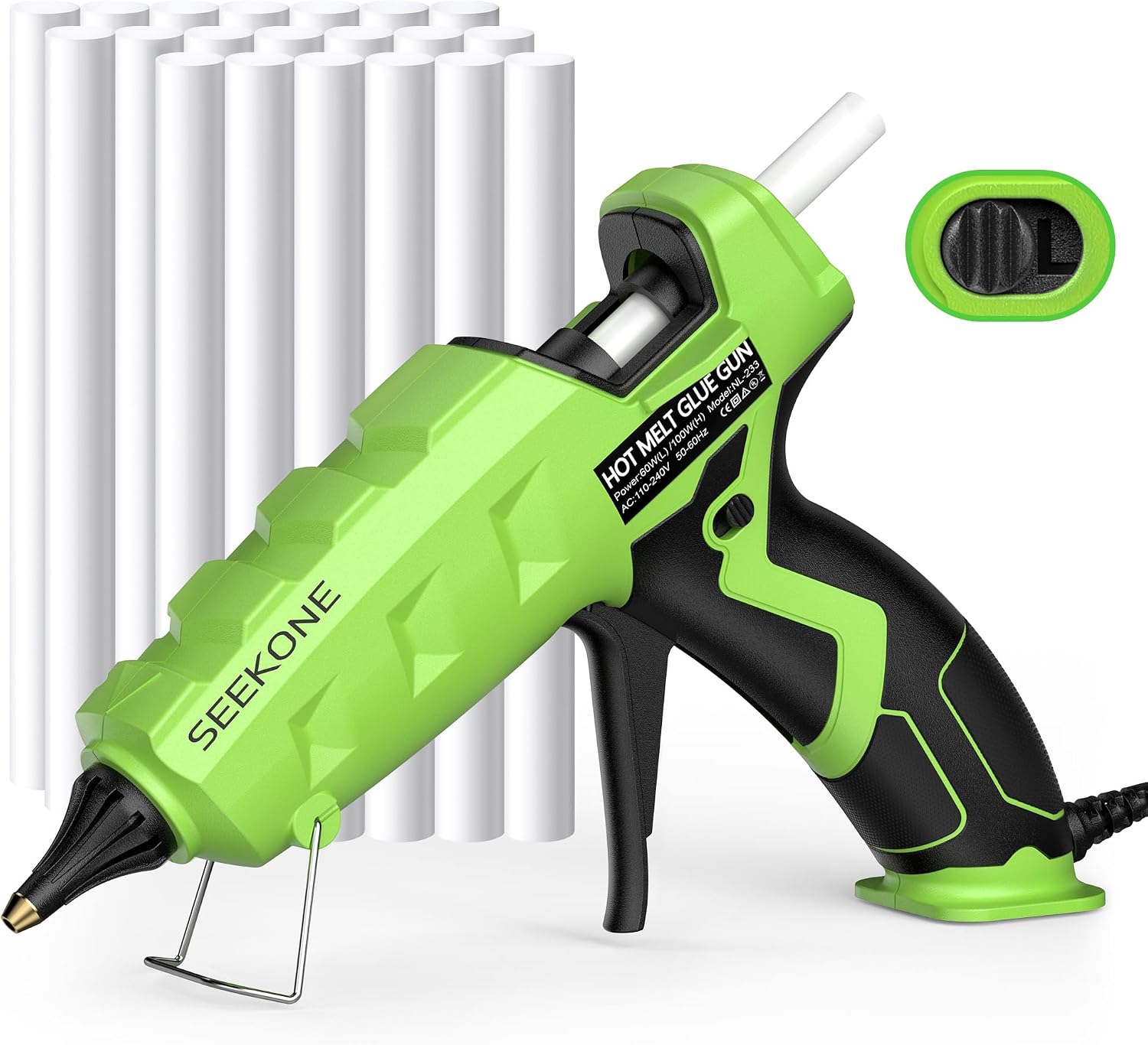 Detalle de SEEKONE NL-233 Full-Size Hot Glue Gun, 60/100W Dual Power