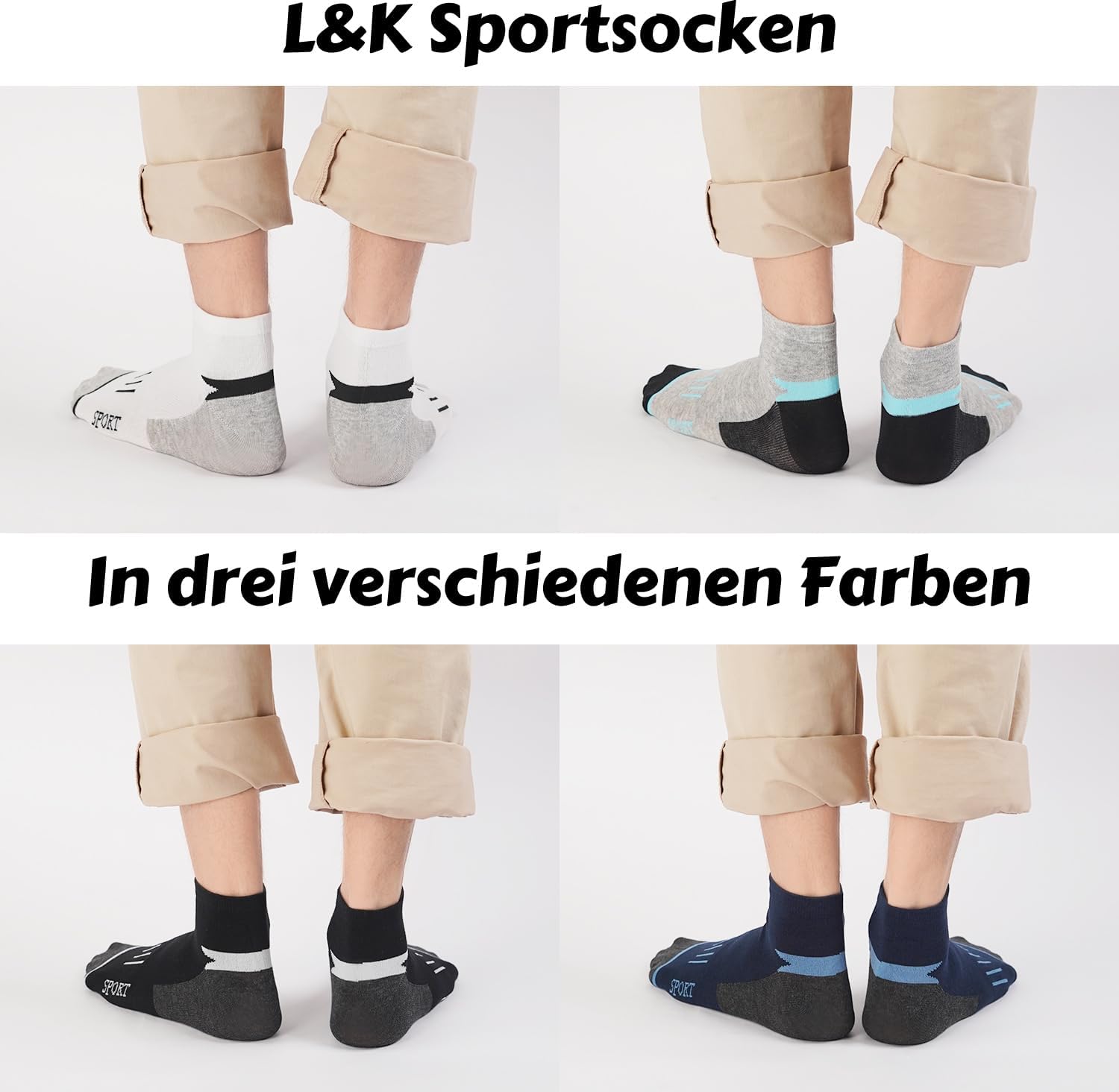 Thumbnail 6 de L&K 12 paia Calze da Uomo sportive Sneaker Cotone multicolore – comfort daily