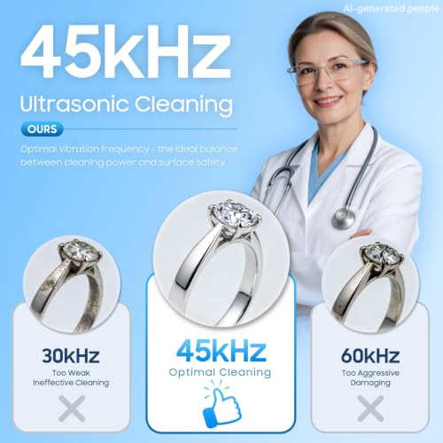 Detalle 2 de Fashome Ultrasonic Cleaner with 2 × 100ml Solutions, 550ml Tank