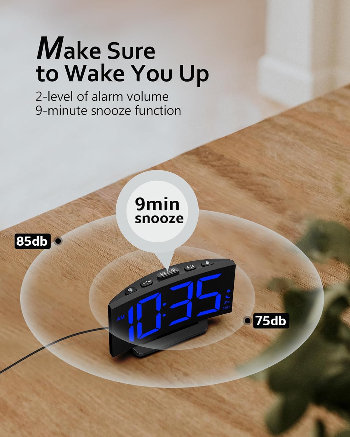 Thumbnail 5 de GOLOZA Digital Alarm Clock for Bedrooms with Curved Design