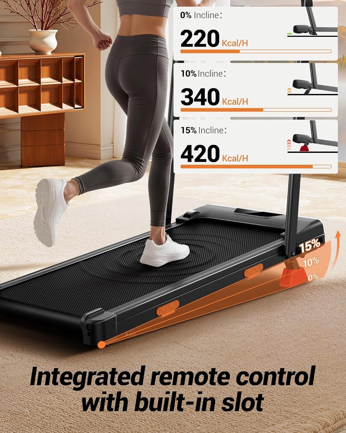 Detalle de LONTEK Folable Walking Pad with 15% Incline and 3.0HP Motor – Under Desk Treadmill for Home