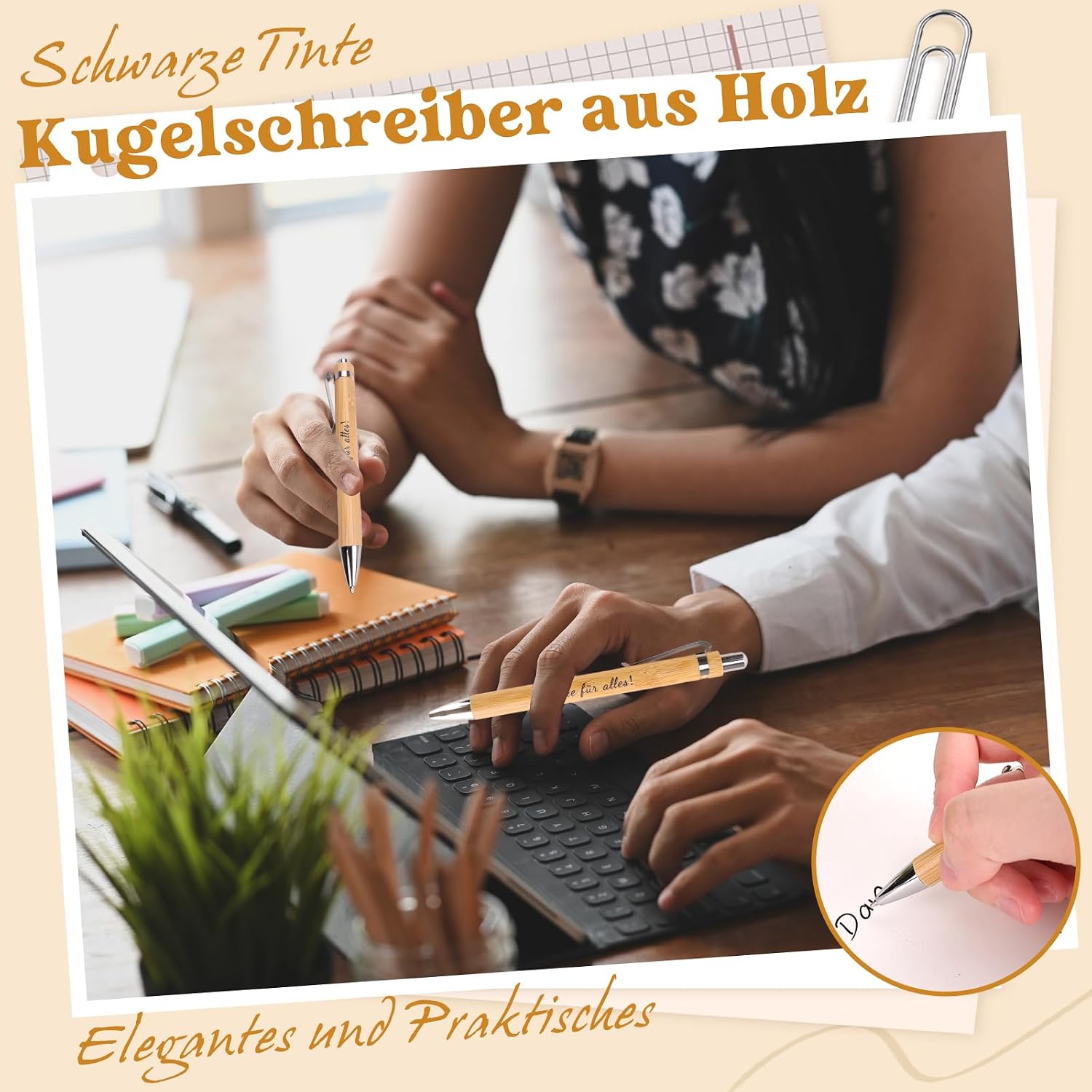 Thumbnail 4 de Zidoley 24 Sets Ein Dankeschön Geschenke: Holzstift mit Gravur "Danke für Alles" – 24 Stück, inklusive Anhänger und Schnur