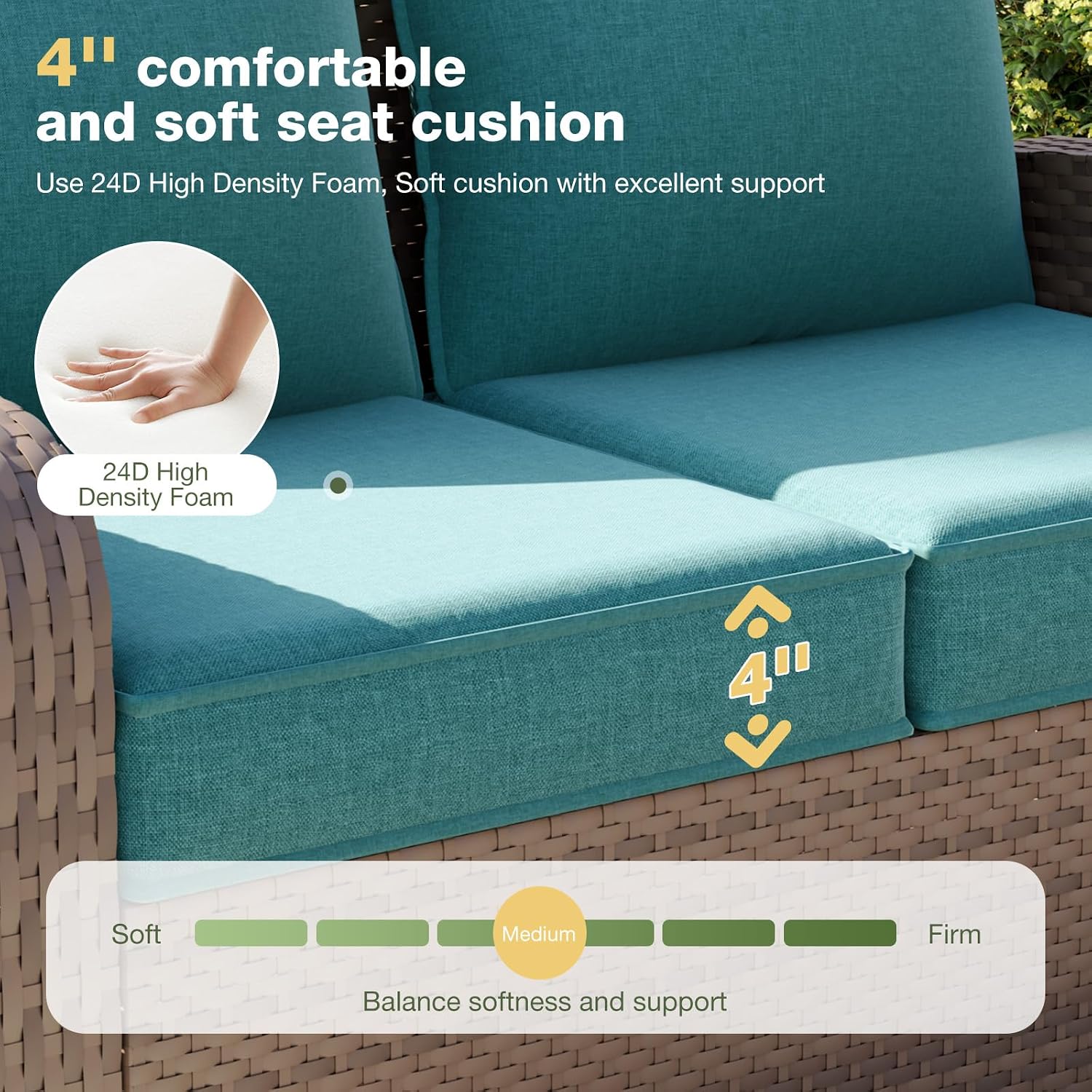 Detalle de Aoxun Outdoor Furniture Cushions, 4-Piece Set