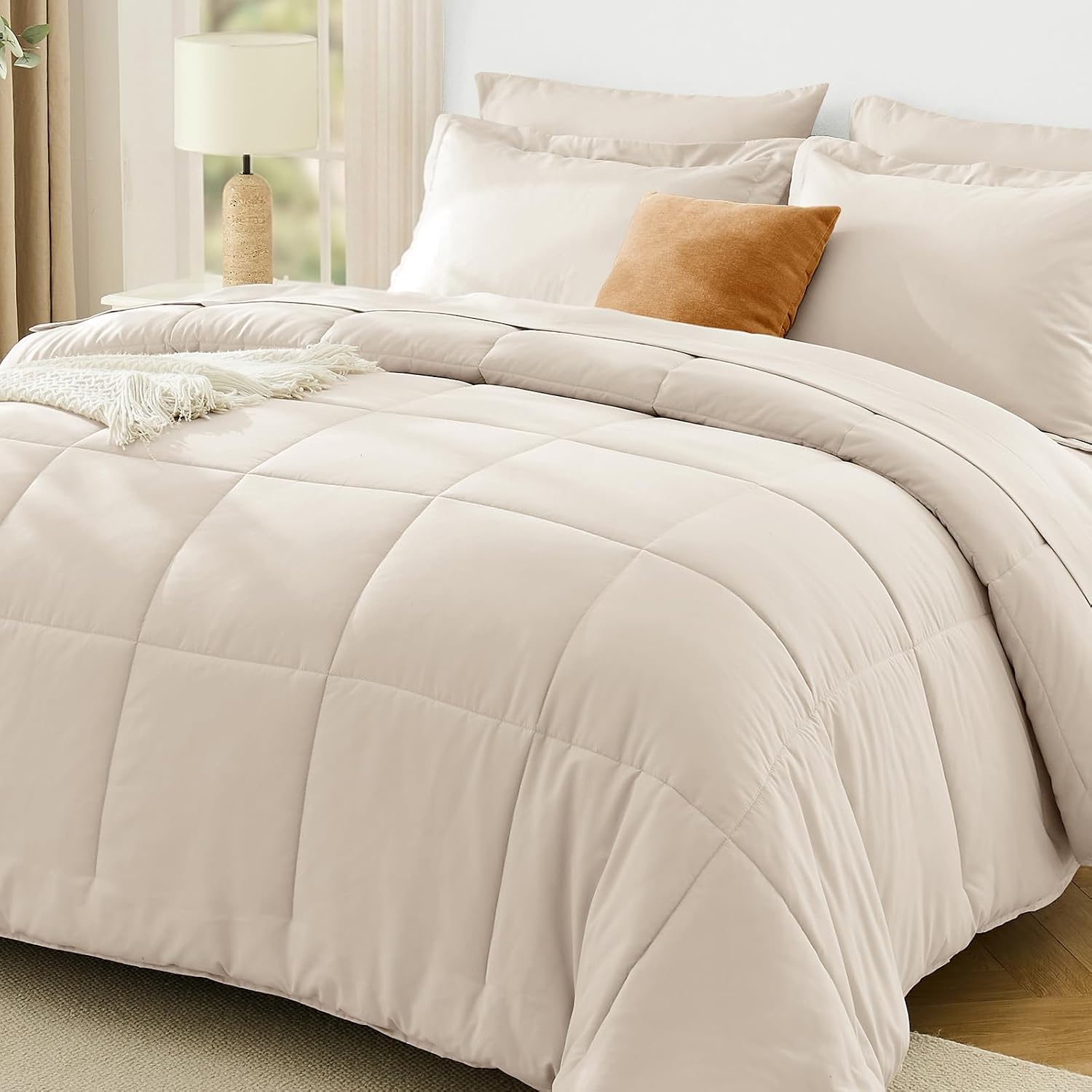 Detalle de JOLLYVOGUE Queen Comforter Set 7-Piece