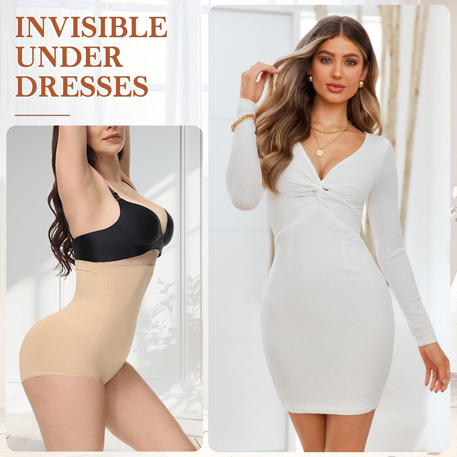 Detalle 2 de Niceuare High-Waisted Shapewear Briefs, Seamless Tummy Control